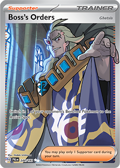 Ultra rare Pokémon card Boss's Orders [Ghetsis] 248/193 from Paldea Evolved expansion